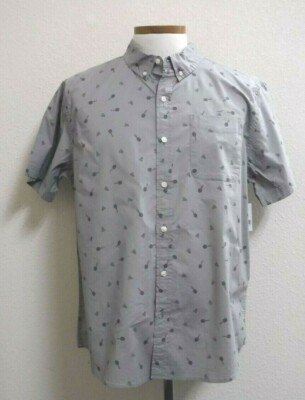 Dip Men's Gray Button Down Short Sleeve Shirt With Badminton Theme. Size XXL-image