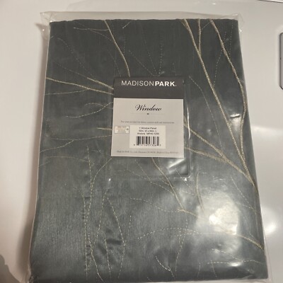 NWT MADISON PARK Andora Windw Panel Light Blue Aqua Embroider 50x84