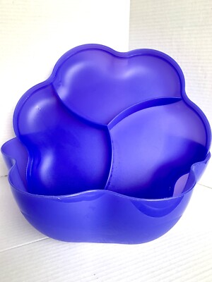 Tupperware large chip and dip Salad bowl Purple Bowl & Lid Only Picnic Party-image