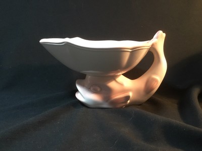French Faience Fish Shaped Tail Handled Gravy Boat by Salins c. 1950s-image