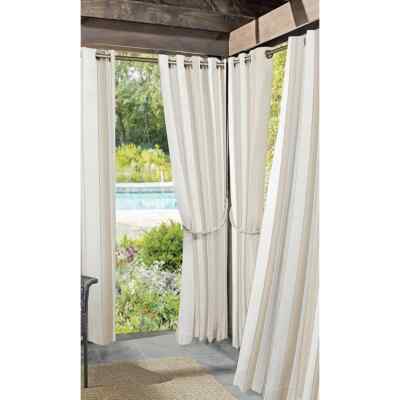 Sun Zero Lichtenberg Curtain Panel Beige White Stripe NEW 54x84 inches ONE PANEL-image