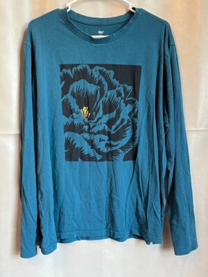 dip womens long sleeve teal shirt with floral print Size XL-image