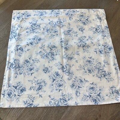 Pottery Barn Floral Blue & White Euro Pillow Sham 25”x25” *Lot of 2*-image