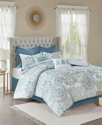 Madison Park Isla Queen 8 Piece Cotton Printed Reversible Comforter T4101616-image
