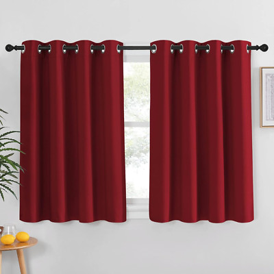 Burgundy Blackout Curtain Grommet - Thermal Insulated Solid Grommet Blackout Cur-image