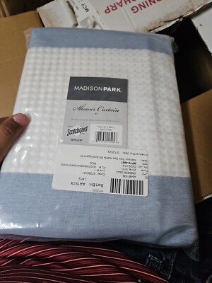 Madison Park Blue Spa Waffle Shower Curtain with 3M Scotchgard 72 x 84 New-image