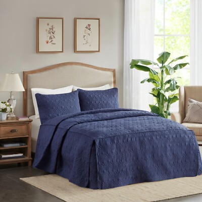 Madison Park 3 Pcs Split Corner Quilted Bedspread, Classic Design, Lightweight-image