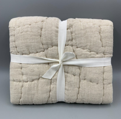 Pottery Barn Cloud Handcrafted Cotton Quilted Sham Flax Standard #9973C-image