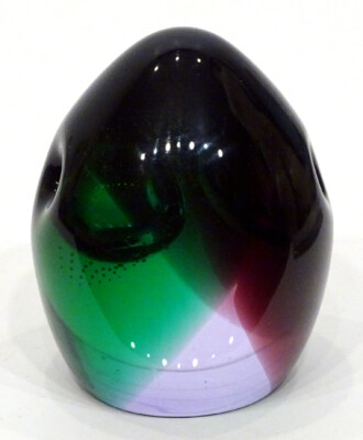 Vintage CAITHNESS Studio Art Glass OBJET D'ART Egg-Shaped Paperweight / Scotland-image