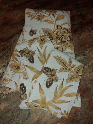 3pc Pottery Barn F/Q Linen Blend Birds Butterfly's Floral Duvet & Shams 94x88-image