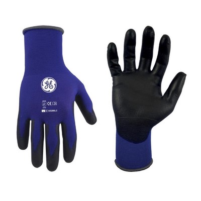 General Electric Unisex Dipped Gloves Black/Blue L 1 pair-image