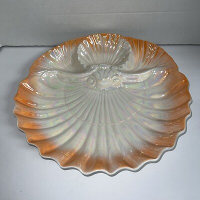 Maurice Ceramics of California USA Large Seashell Chip & Dip Platter-image