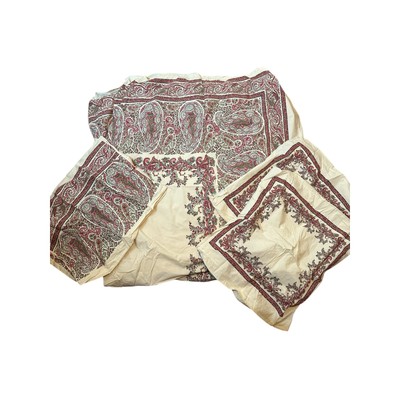 Pottery Barn Paisley Queen Duvet Set Standard & Euro Floral Shams Cotton Cream-image