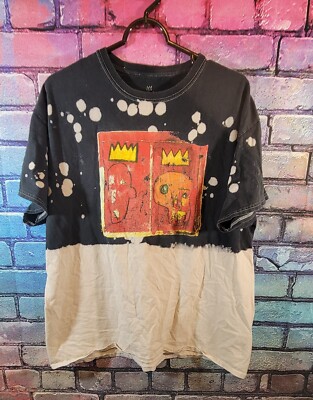 Jean-Michel Basquiat Men’s Large Dip Dye T-shirt Pop Art Urban Ripple RARE-image