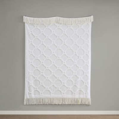 MADISON PARK COTTON THROW COLOR IVORY NIP-image