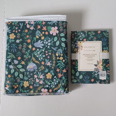 Pottery Barn Teen Rifle Paper Co Bramble Fields Evergreen Twin Duvet & Sham New-image