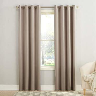 Sun Zero Barrow Energy Efficient Grommet Curtain Panel, 54 in x 84, Stone-image
