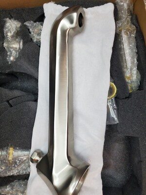 POTTERY BARN COLE ROMAN BATH TUB FAUCET Victoria Cross HANDLES SATIN NICKEL NIB-image