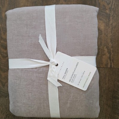 Pottery Barn Belgian Flax Linen Full Queen Duvet Smoky Quartz NEW-image