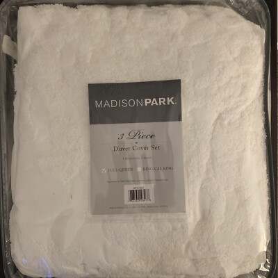 3 Pic Madison Park Arya Embroidered Medallion Full/Queen Duvet Cover Set New-image