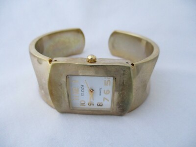 Studio Time Gold Toned Quartz Ladies Cuff Band Watch Analog Square Face-image