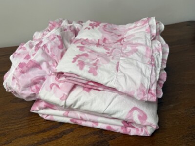 Pottery Barn TeenLoveShackFancyGarden Damask Queen Duvet Cover & 1 ST. Sham-Pink-image