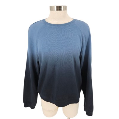 Monrow Sweatshirt Blue Dip Dyed Long Sleeve Raglan Crew Knit Shirt Womens Large-image