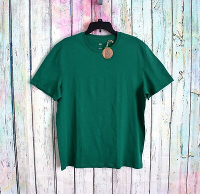 Men's Dip Slub Tee T-Shirt Short Sleeve S-L Green Crewneck Organic Cotton NWT-image