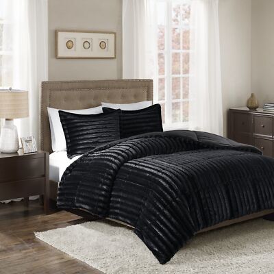 Madison Park Faux Fur Reversible Comforter Set, Down Alternative Filling, Mod...-image