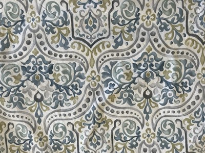 POTTERY BARN full-queen duvet cover blue-green-grey medallion-like. Caesarea-image