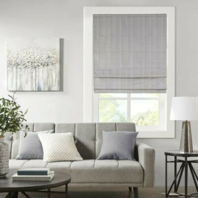 Madison Park Galen Basketweave Room Darkening Cordless Roman Shade, 33