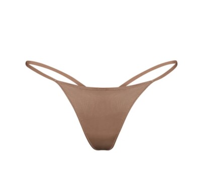SKIMS Stretch Satin Dipped Thong Dessert Clay-image