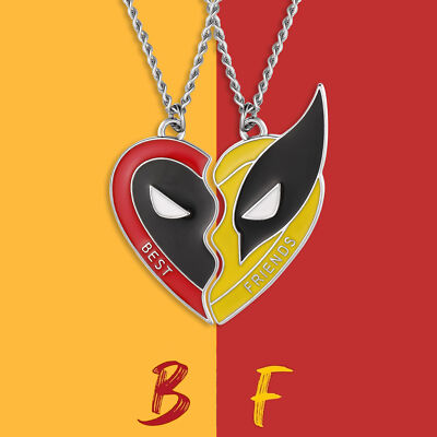 Deadpool & Wolverine Matching Necklace Best Friends Heart Necklace For Men Women-image