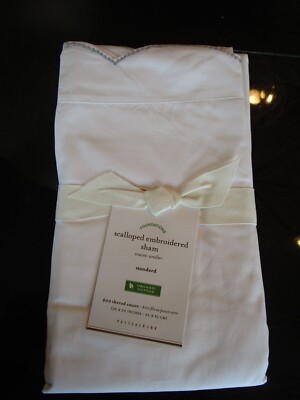 1 Pottery Barn Scalloped dot embroidered sham gray standard   New w tag-image
