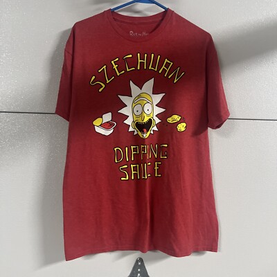 Rick and Morty T Shirt Mens Large Szechuan Dipping Sauce Red Short Sleeve Tee-image