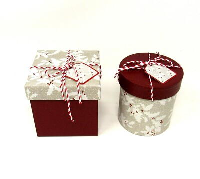 Punch Studio Set of 2 Decorative Keepsake Boxes Red Christmas Holly 15151-image