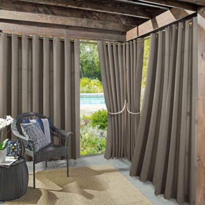 Semi-Opaque Birmingham 52 x 84  Grey Indoor/Outdoor Woven Solid Window Curtain-image