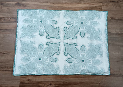 Pottery Barn Aiden Medallion Pillow Sham Standard Blue Teal Embroidered Boho-image