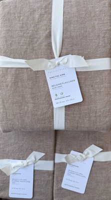 Pottery Barn Belgian Flax Linen  King Duvet & 2 Knife Edge Standard Shams-image