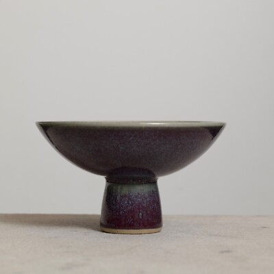 Sven Hofverberg Landskron Sweden Pedestal Shallow Bowl Exhibited Studio Ceramic-image