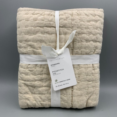 Pottery Barn Pick Stitch Handcrafted Sham Tan Standard #H757-image