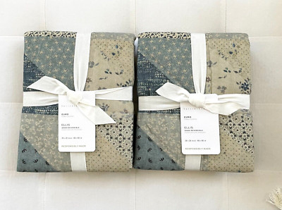 Pottery Barn ELLIS REVERSIBLE Quilted Euro Shams  Set/2 ~Shades of Blue~ NWT-image