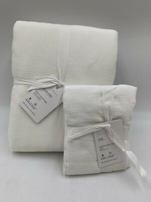 Pottery Barn Soft Cotton King Cal King Duvet Cover w/ 1 King Sham #N207-image