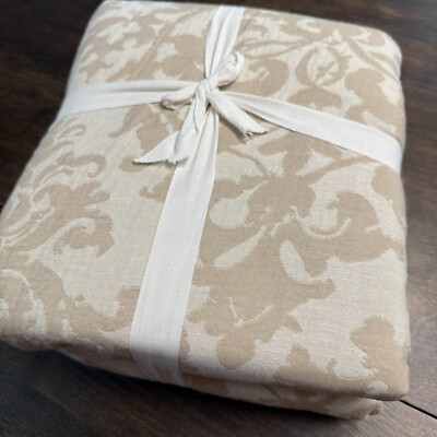 POTTERY BARN JACQUARD MEDALLION COTTON/LINEN DUVET COVER, FULL/QUEEN ~ NEUTRAL-image