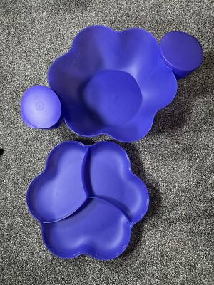 Tupperware Purple Chip & Dip Serving Tray Set Large Bowl 4624A-Great Condition-image