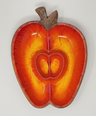 Vintage MCM Treasure Craft Large Red Apple Fruit Chip Dip Serving Tray No. 380-image