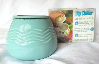 LARGE Insights 8 oz. Party Size 2 Piece Ceramic Turquoise Dip Chiller NEW!-image