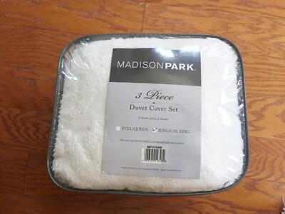 Madison Park Duvet Cover Set King Cal King 3 Pc White Cotton Tufted Chenille New-image