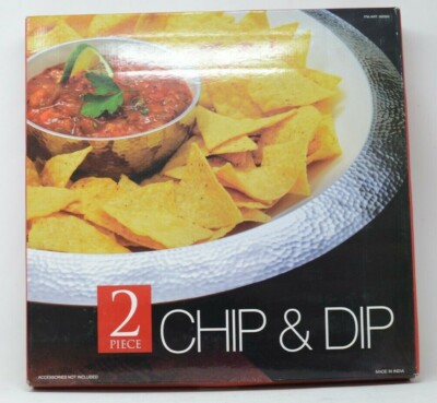 Large 2 Piece Handcrafted Hammered Aluminium Chip & Dip Serving Set-image