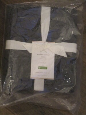 POTTERY BARN WASHED COTTON SHALE GRAY STANDARD SHAM   NEW-image